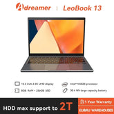 Adreamer 13.3" Laptop – Intel Celeron N4020, 8GB RAM + 1TB SSD, Windows 10 Notebook for Office, School & Everyday Use