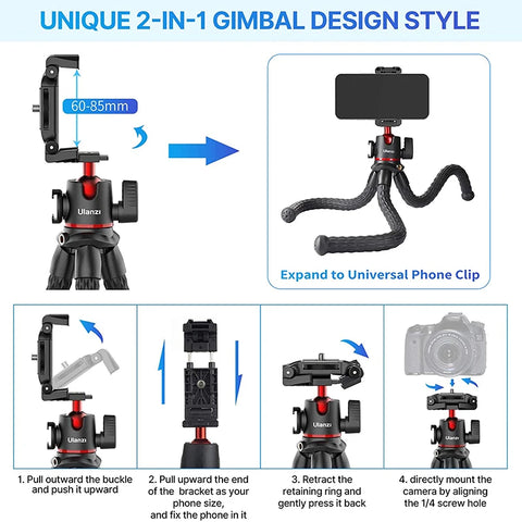 VIJIM Ulanzi MT-33 Flexible Octopus Tripod for Phone Camera DSLR 2in1