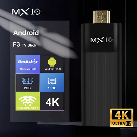 Factory Direct MX10-F3 4K Android TV Stick with Android 11 and 2.4G 5G Connectivity