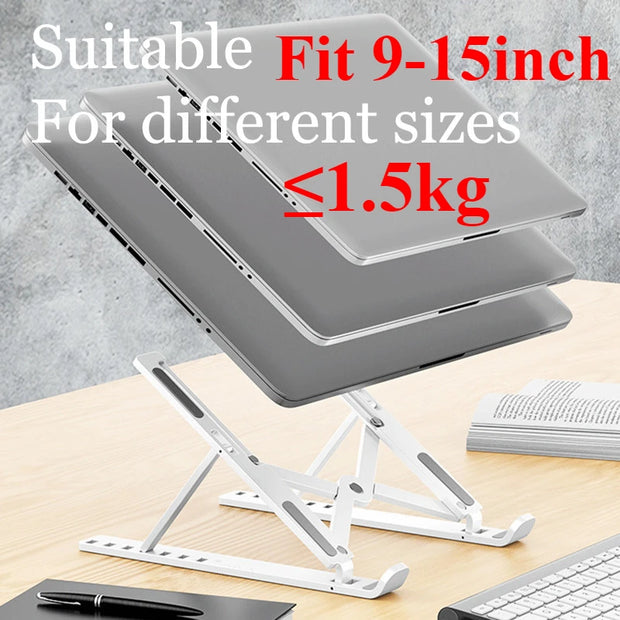 Portable Foldable Laptop Stand with 7/10 Adjustable Gears, Universal ABS Holder for MacBook, Lenovo, Samsung & Tablets