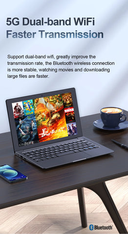 TOPOSH 10.1" Mini Laptop – Intel Celeron J4125 Quad-Core, 12GB RAM + 512GB SSD, Windows 11 Portable Office Notebook