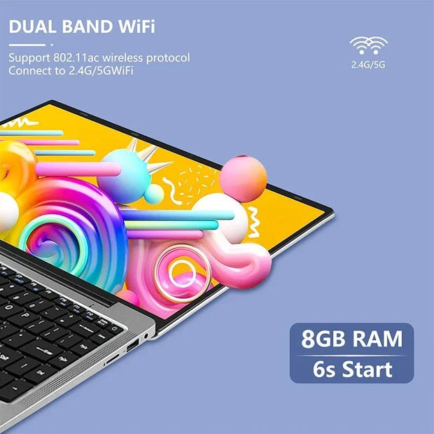 14" Learning Laptop – Intel N4000, Windows 11 Pro, Microsoft 365, 128GB–1TB SSD Options, Lightweight Student & Office Notebook