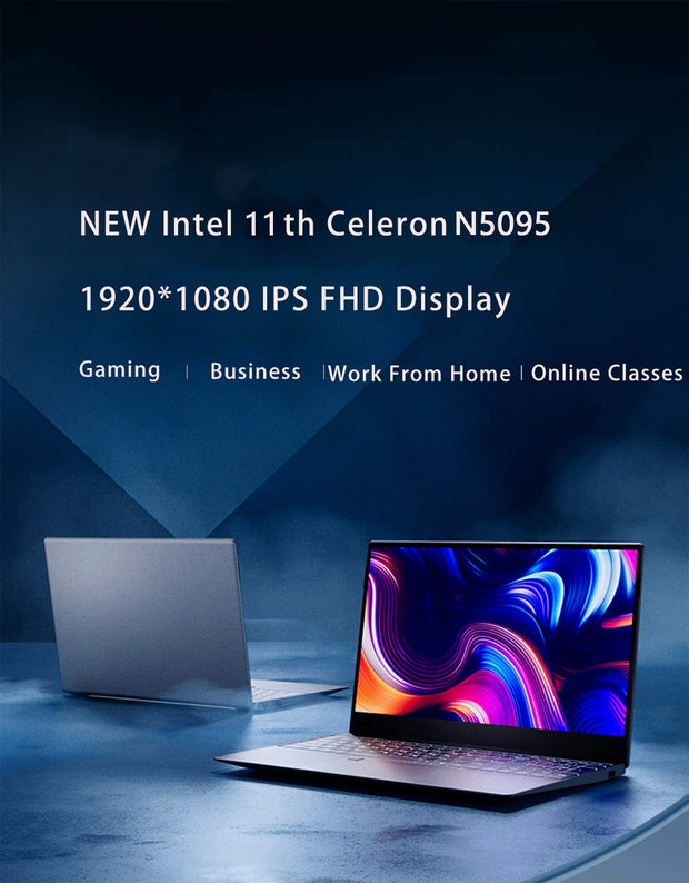 11th Gen Celeron N5095 Laptop – Windows 10/11, 16GB/32GB RAM, 128GB–2TB SSD, Dual-Band WiFi, Bluetooth, Stylish Pink Keyboard