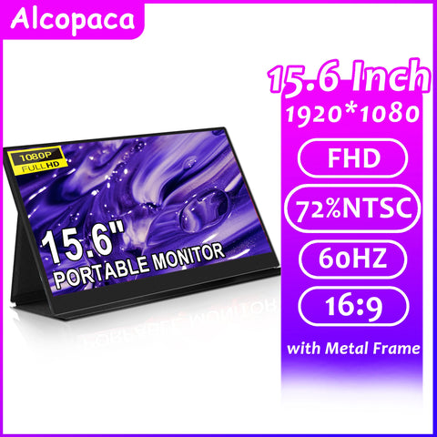 15.6-Inch Portable Monitor – Full HD 1080P, 60Hz Display with Metal Frame for Laptop, PS4/PS5, Xbox, Switch, TV Box & Mobile Devices