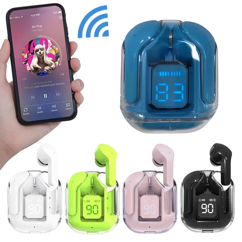 INRAM Wireless Bluetooth Earphone Transparent HIFI Stereo Sound 300mAh