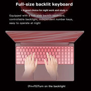 11th Gen Celeron N5095 Laptop – Windows 10/11, 16GB/32GB RAM, 128GB–2TB SSD, Dual-Band WiFi, Bluetooth, Stylish Pink Keyboard