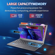 TOPOSH 10.1" Mini Laptop – Intel Celeron J4125 Quad-Core, 12GB RAM + 512GB SSD, Windows 11 Portable Office Notebook