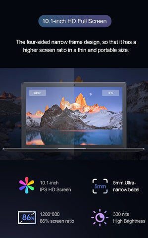 TOPOSH 10.1" Mini Laptop – Intel Celeron J4125 Quad-Core, 12GB RAM + 512GB SSD, Windows 11 Portable Office Notebook