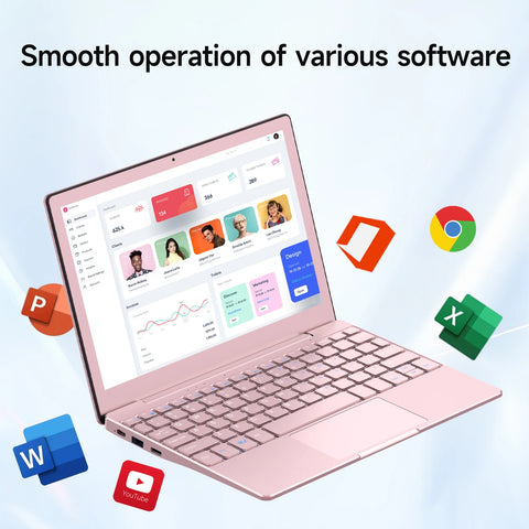 TOPOSH 10.1" Mini Laptop – Windows 11, Intel J4105, 12GB RAM + 256GB SSD, Portable Netbook for Office, School & Travel