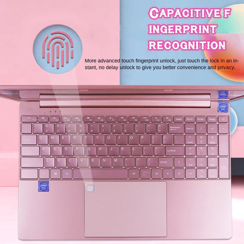 11th Gen Celeron N5095 Laptop – Windows 10/11, 16GB/32GB RAM, 128GB–2TB SSD, Dual-Band WiFi, Bluetooth, Stylish Pink Keyboard