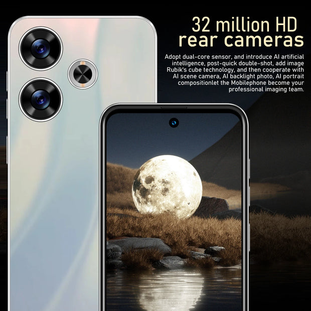 FUFFI X6 Pro Smartphone – 6.56" Android Phone, 8GB RAM + 256GB ROM, 16MP+32MP Camera, Dual SIM, 5500mAh Battery, Google Play