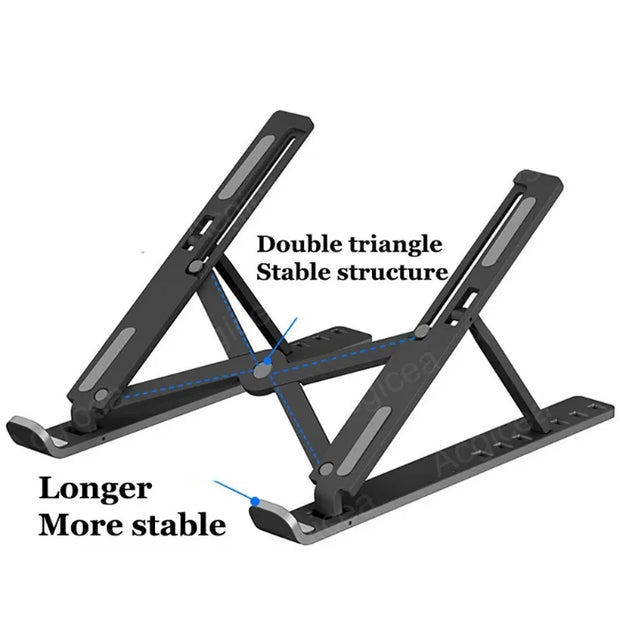 Portable Foldable Laptop Stand with 7/10 Adjustable Gears, Universal ABS Holder for MacBook, Lenovo, Samsung & Tablets