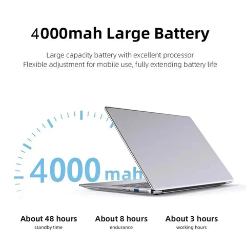 14" Learning Laptop – Intel N4000, Windows 11 Pro, Microsoft 365, 128GB–1TB SSD Options, Lightweight Student & Office Notebook