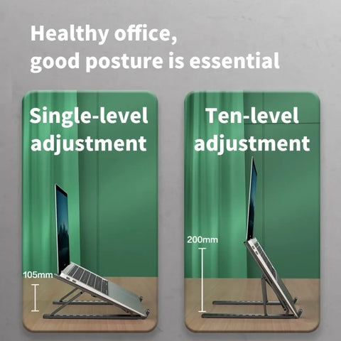 Portable Foldable Laptop Stand with 7/10 Adjustable Gears, Universal ABS Holder for MacBook, Lenovo, Samsung & Tablets