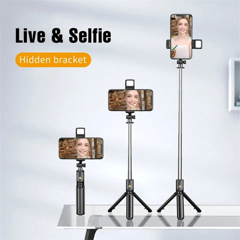 Selfie Stick Wireless Tripod Stand with Light Bluetooth Remote