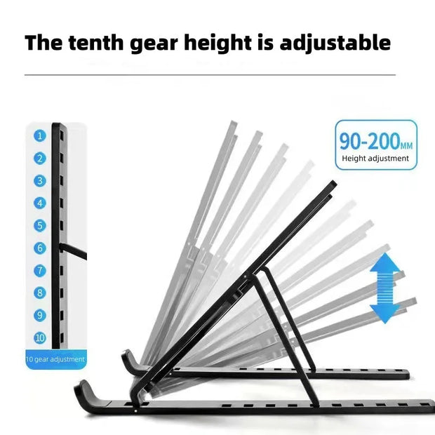 Portable Foldable Laptop Stand with 7/10 Adjustable Gears, Universal ABS Holder for MacBook, Lenovo, Samsung & Tablets