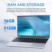 FIREBAT A14 Laptop – 14.1" FHD Display, Intel N5095, 16GB RAM, 512GB/1TB SSD, Fingerprint Unlock, Lightweight Business Notebook