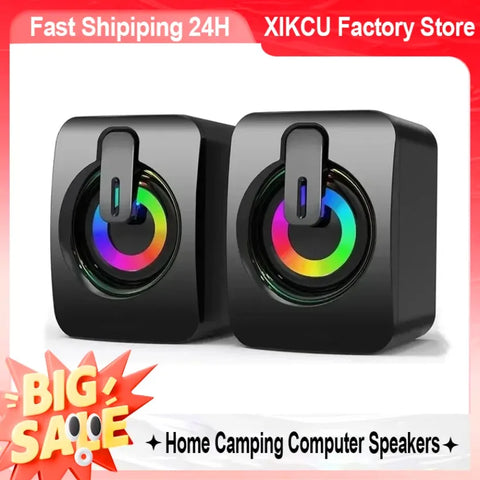 XIKCU Home Camping Computer Speakers PC Sound Box HIFI Stereo