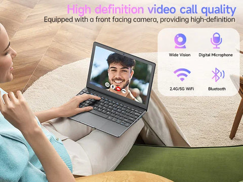 TOPOSH 10.1" Mini Laptop – Windows 11, Intel J4105, 12GB RAM + 256GB SSD, Portable Netbook for Office, School & Travel