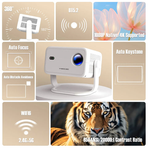 Magcubic Native 1080P 650ANSI 4K Android 11 L018 360° Projector With