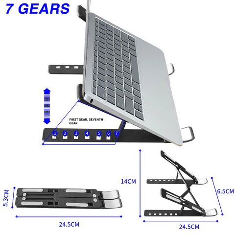 Portable Foldable Laptop Stand with 7/10 Adjustable Gears, Universal ABS Holder for MacBook, Lenovo, Samsung & Tablets