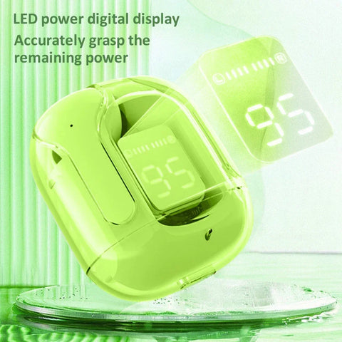 INRAM Wireless Bluetooth Earphone Transparent HIFI Stereo Sound 300mAh