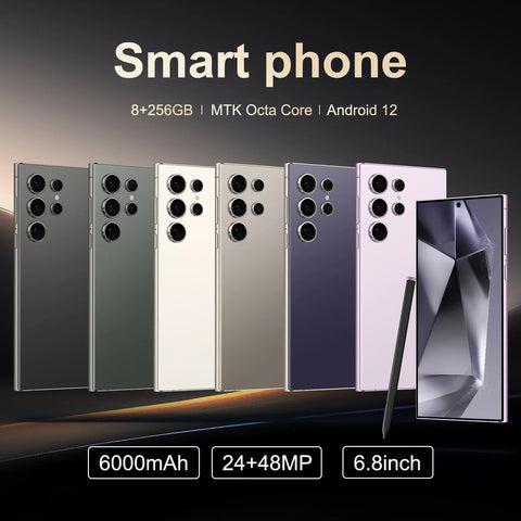 S24 Pro Smartphone – 6.8" Android Phone, 8GB RAM + 256GB ROM, 24MP+48MP Camera, Dual SIM, 6000mAh Battery, Google Play Store