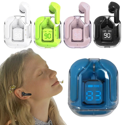 INRAM Wireless Bluetooth Earphone Transparent HIFI Stereo Sound 300mAh