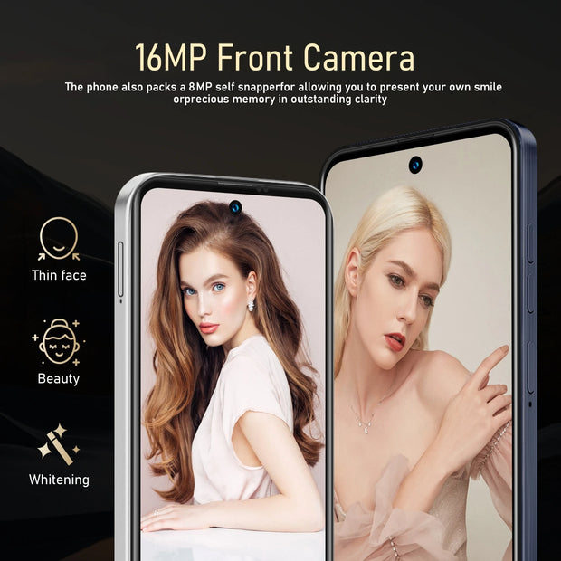FUFFI X6 Pro Smartphone – 6.56" Android Phone, 8GB RAM + 256GB ROM, 16MP+32MP Camera, Dual SIM, 5500mAh Battery, Google Play