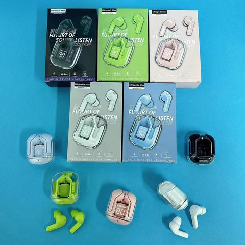 INRAM Wireless Bluetooth Earphone Transparent HIFI Stereo Sound 300mAh