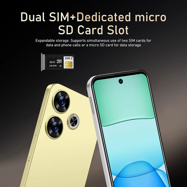 FUFFI X6 Pro Smartphone – 6.56" Android Phone, 8GB RAM + 256GB ROM, 16MP+32MP Camera, Dual SIM, 5500mAh Battery, Google Play
