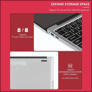 14" Learning Laptop – Intel N4000, Windows 11 Pro, Microsoft 365, 128GB–1TB SSD Options, Lightweight Student & Office Notebook