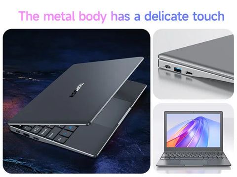 TOPOSH 10.1" Mini Laptop – Windows 11, Intel J4105, 12GB RAM + 256GB SSD, Portable Netbook for Office, School & Travel