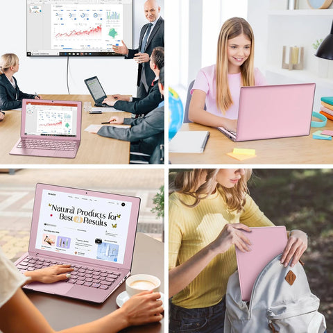 TOPOSH 10.1" Mini Laptop – Windows 11, Intel J4105, 12GB RAM + 256GB SSD, Portable Netbook for Office, School & Travel