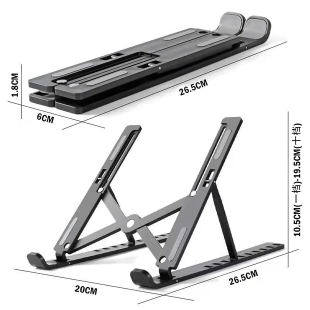 Portable Foldable Laptop Stand with 7/10 Adjustable Gears, Universal ABS Holder for MacBook, Lenovo, Samsung & Tablets