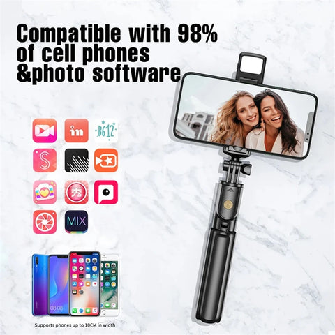 Selfie Stick Wireless Tripod Stand with Light Bluetooth Remote