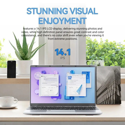 FIREBAT A14 Laptop – 14.1" FHD Display, Intel N5095, 16GB RAM, 512GB/1TB SSD, Fingerprint Unlock, Lightweight Business Notebook